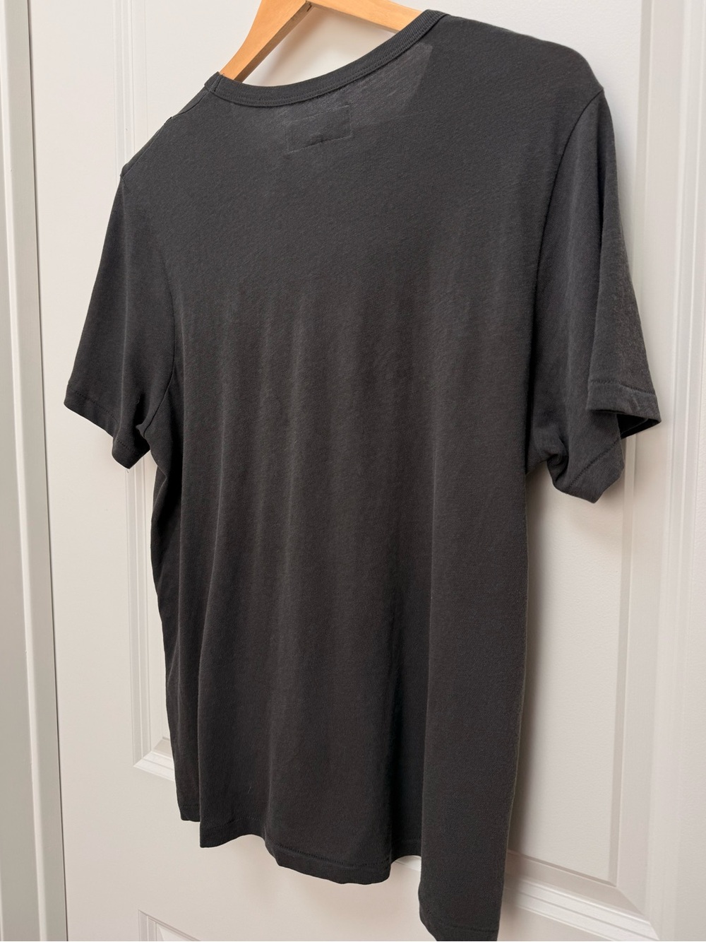 THE GREAT. Grey Ribbon Tuxedo Ruffle T-Shirt Size 2 - Picture 6 of 9
